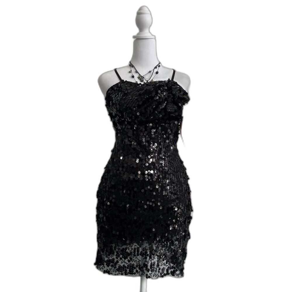 Erikch Italy black sequin mini party dress bodycon